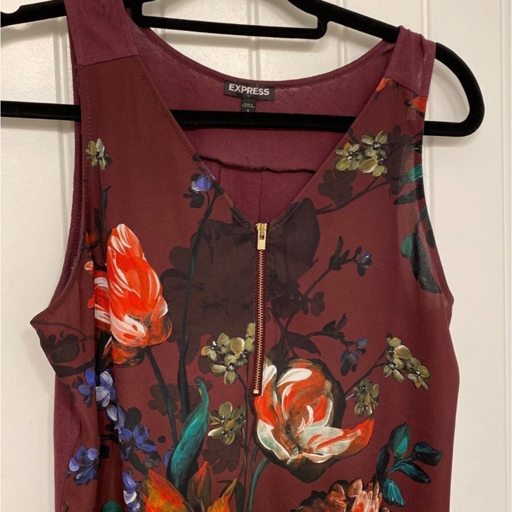 Express Floral Zip Up Tank Top
